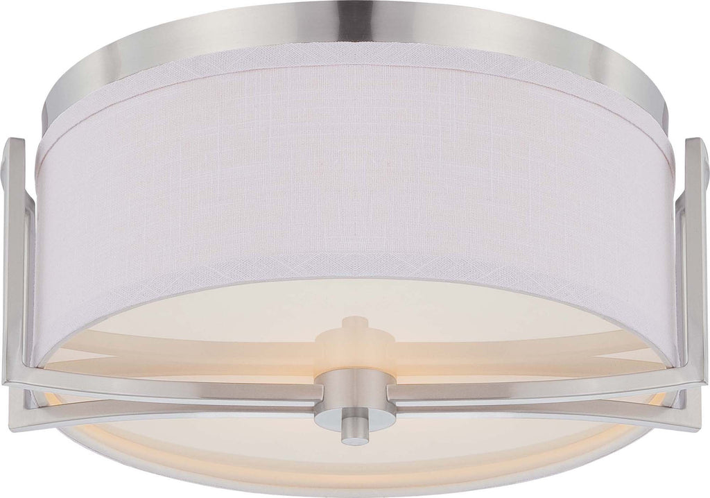 Nuvo Gemini - 2 Light Flush Dome Fixture w/ Slate Gray Fabric Shade