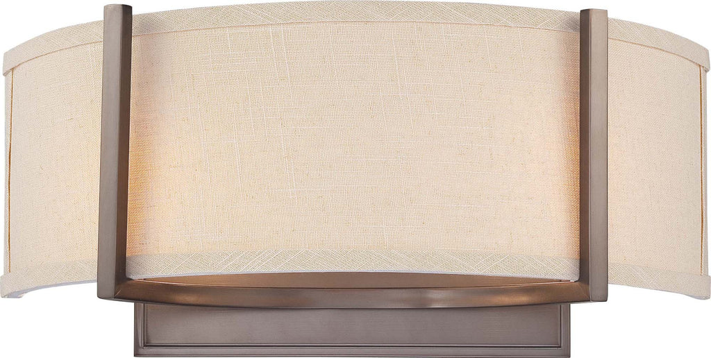 Nuvo Gemini - 2 Light Wall Sconce w/ Khaki Fabric Shade
