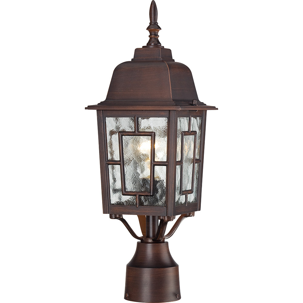 Nuvo Banyan 1-Light 17" Post Light w/ Clear water Glass in Rustic Bronze