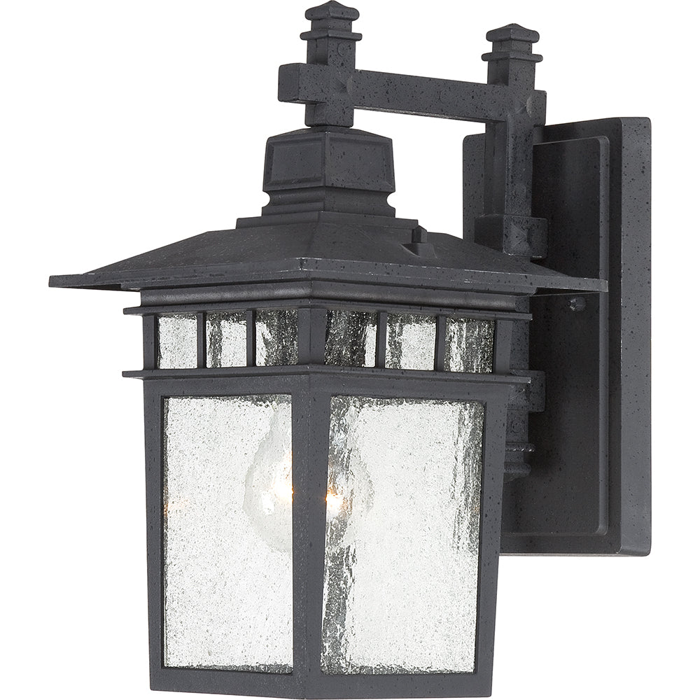 Nuvo Cove Neck 1-Light 12" Outdoor Lantern w/ Clear Seed Glass in Textured Black