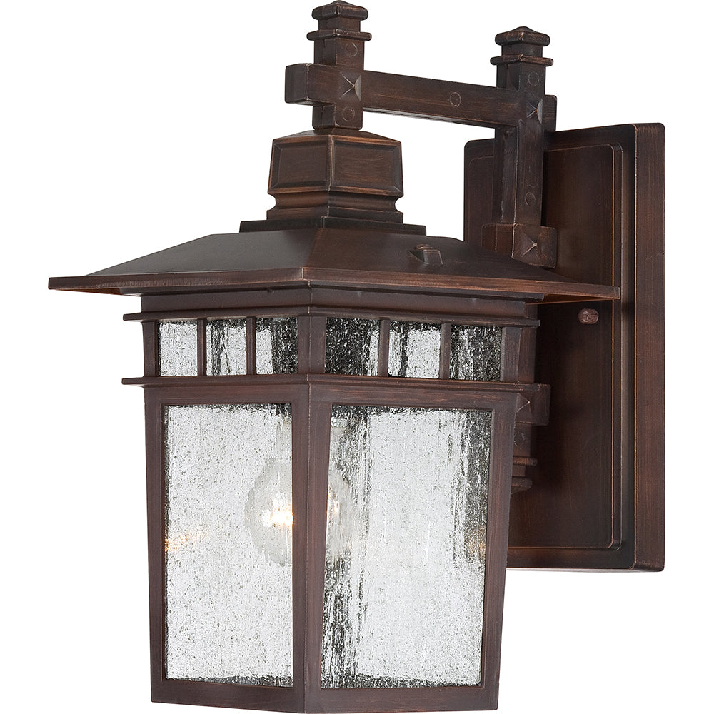 Nuvo Cove Neck 1-Light 14" Outdoor Lantern w/ Clear Seed Glass in Rustic Bronze