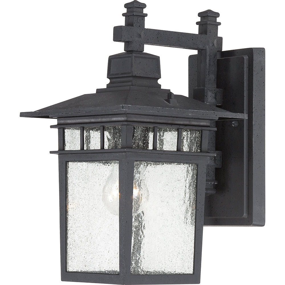 Nuvo Cove Neck 1-Light 14" Outdoor Lantern w/ Clear Seed Glass in Textured Black