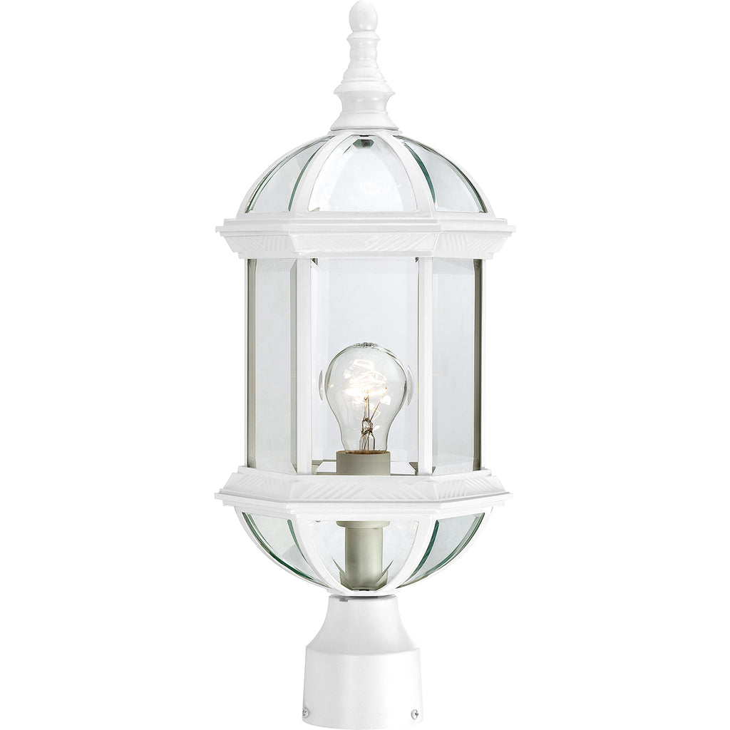 Nuvo Boxwood 1-Light 19" Outdoor Post Lantern w/ Clear Glass in White Finish