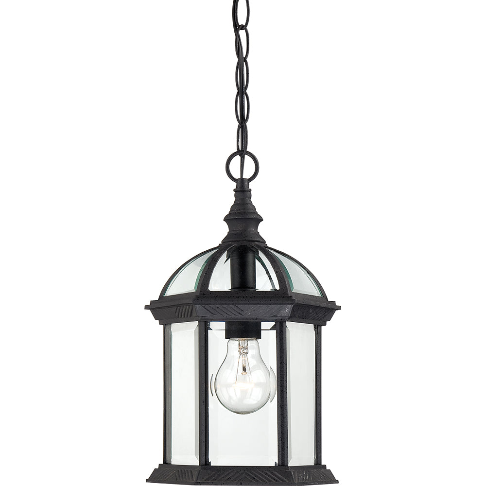 Nuvo Boxwood 1-Light 14" Outdoor Hanging Light w/ Clear Glass in Textured Black