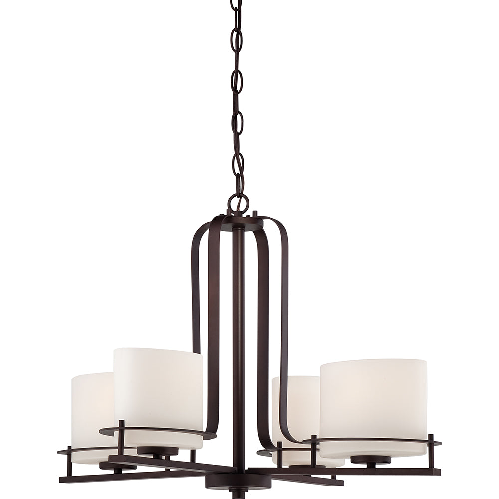 Nuvo Loren 4-Light Chandelier w/ Etched Opal Glass in Venetian Bronze Finish