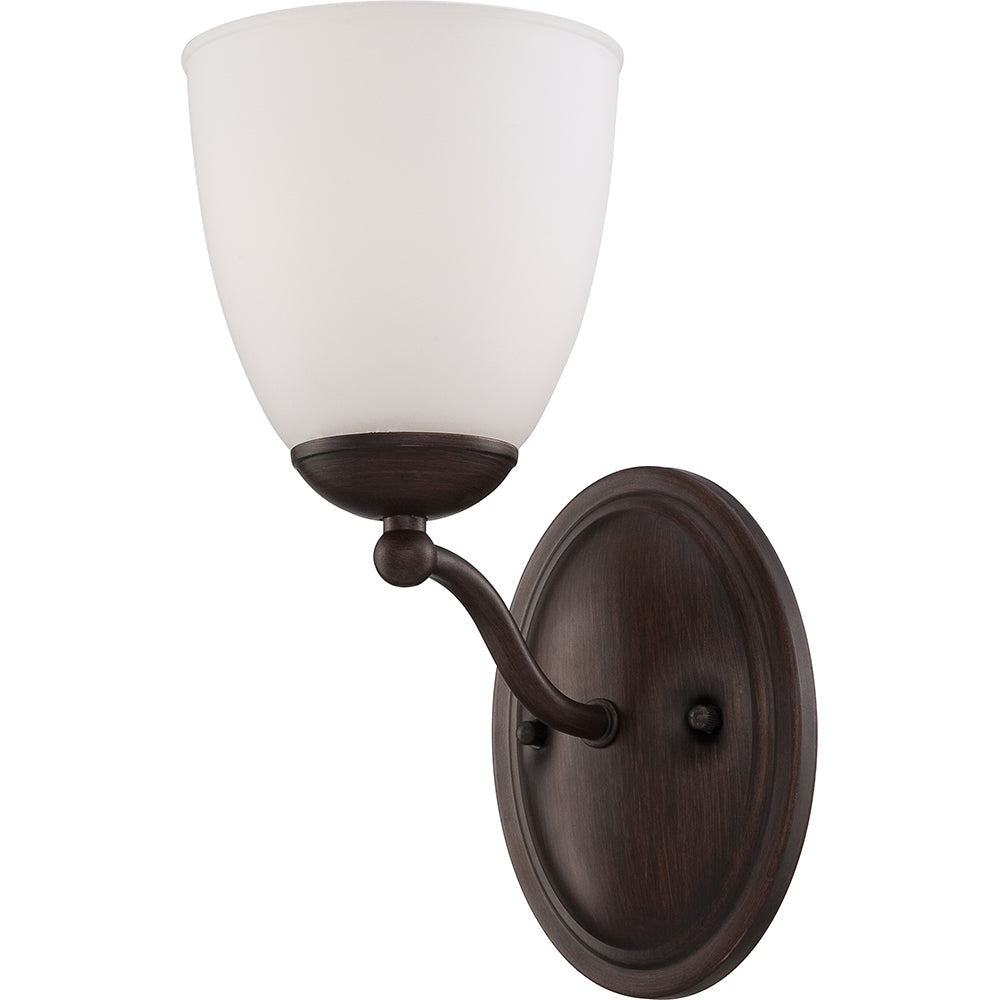 Nuvo Patton 1-Light Vanity Fixture w/ Frosted Glass in Prairie Bronze Finish