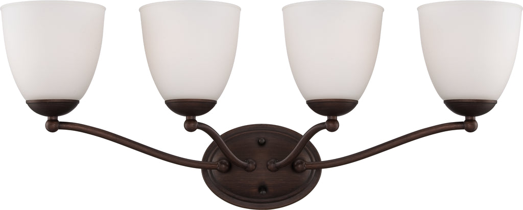 Nuvo Patton 4-Light Vanity Fixture w/ Frosted Glass in Prairie Bronze Finish