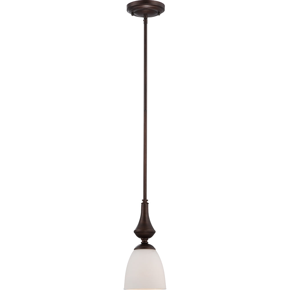 Nuvo Patton 1-Light Mini Pendant w/ Frosted Glass in Prairie Bronze Finish