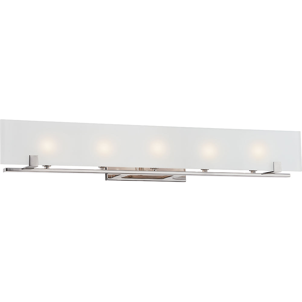 Lynne 5 Light Halogen Vanity Fixture w/ Frosted Glass Lamps Includ