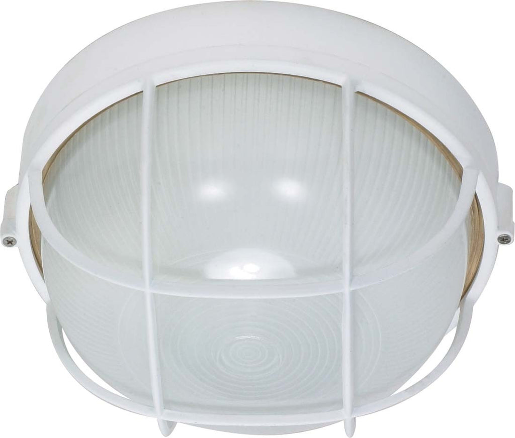 Nuvo 1-Light 10" Round Cage Die Cast Bulkhead w/ Semi Gloss White Finish