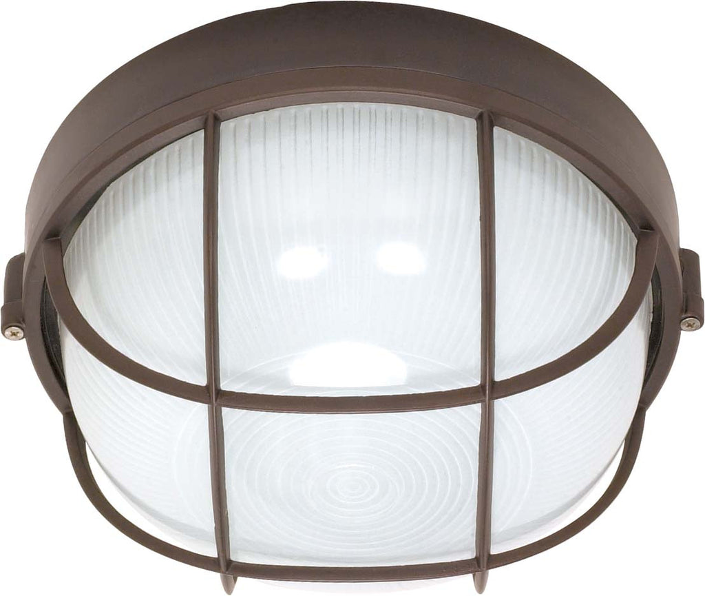Nuvo 1-Light 10" Round Cage Die Cast Bulkhead w/ Architiectural Bronze Finish