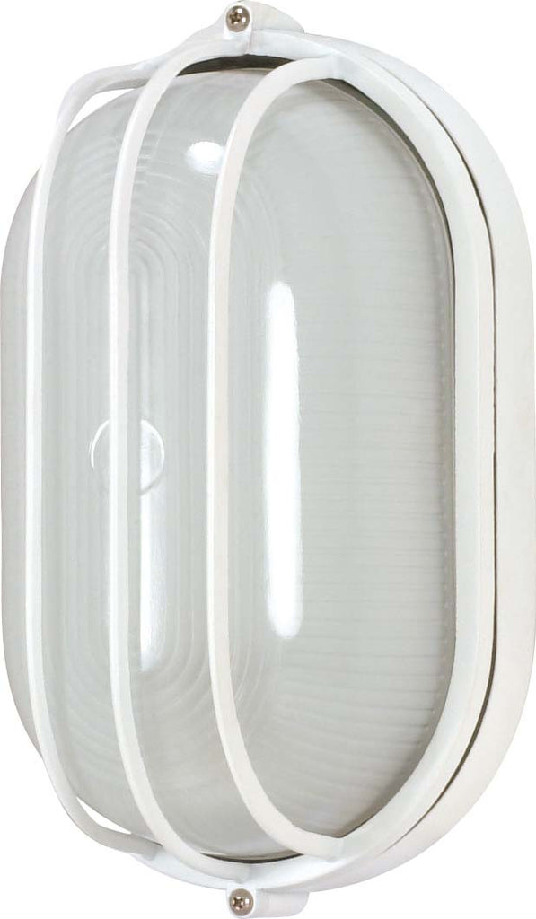 Nuvo 1-Light 10" Oval Cage Die Cast Bulkhead w/ Semi Gloss White Finish