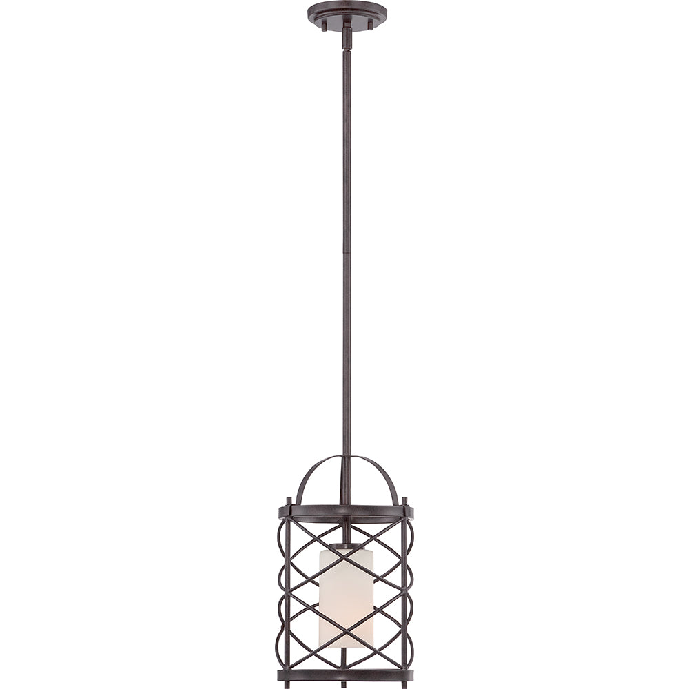 Nuvo Ginger 1-Light Mini Pendant w/ Etched Opal Glass in Old Bronze Finish