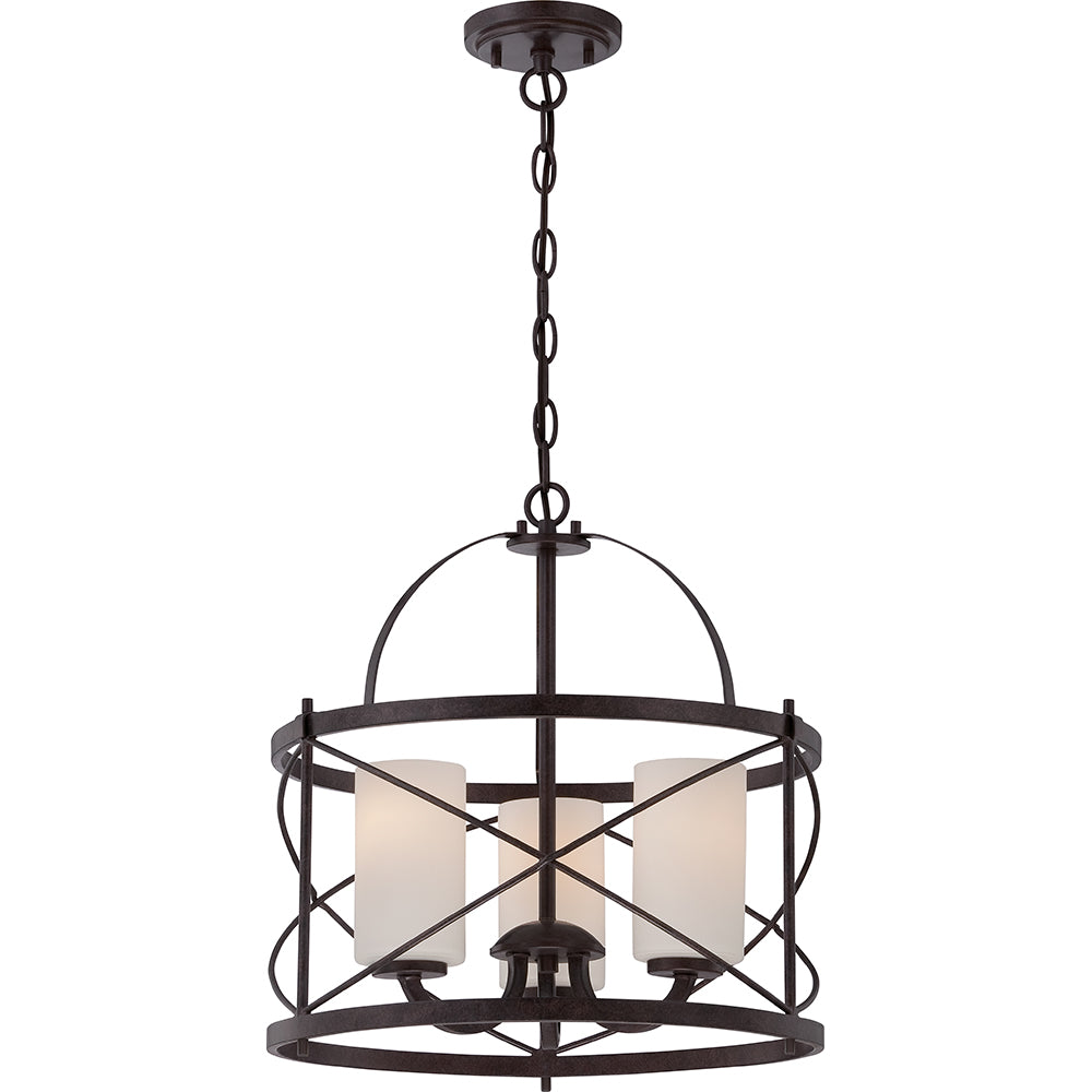 Nuvo Ginger 3-Light Pendant w/ Etched Opal Glass in Old Bronze Finish