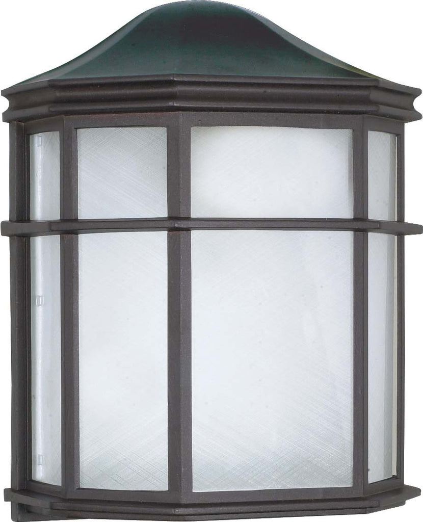 Nuvo 1-Light 10" Cage Wall Lantern w/ Linen Acrylic Lens in Textured Black