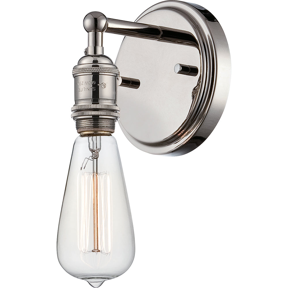 Nuvo Vintage 1-Light 4.88" Wall Sconce Fixture in Polished Nickel Finish