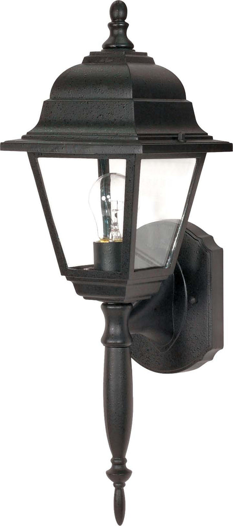 Nuvo Briton 1-Light 18" Wall Lantern w/ Clear Seeded Glass in Textured Black