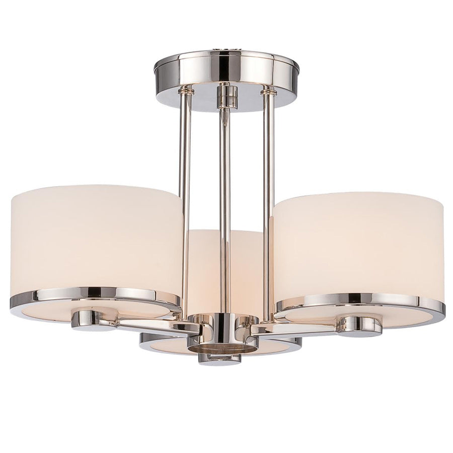 Nuvo Celine 3-Light Semi Flush Mounted w/ Etched Opal Glass in Polished Nickel