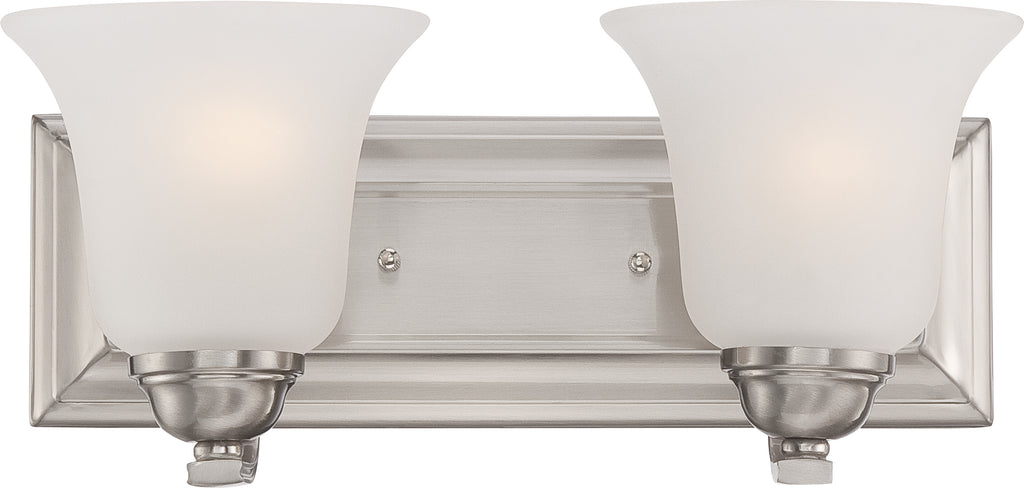 Nuvo Elizabeth 2-Light Vanity Fixture w/ Frosted Glass in Brushed Nickel Finish