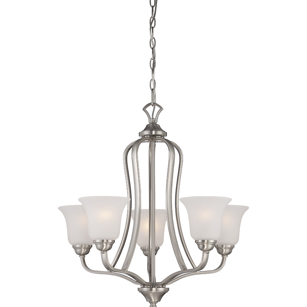 Nuvo Elizabeth 5-Light Chandelier w/ Frosted Glass in Brushed Nickel Finish