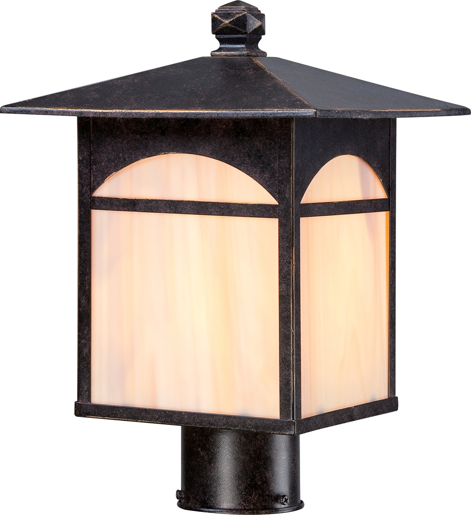 Canyon 1 LT Outdoor Post Fixture w/ Honey Stained Glass