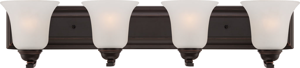 Nuvo Elizabeth 4-Light Vanity Fixture w/ Frosted Glass in Sudbury Bronze Finish