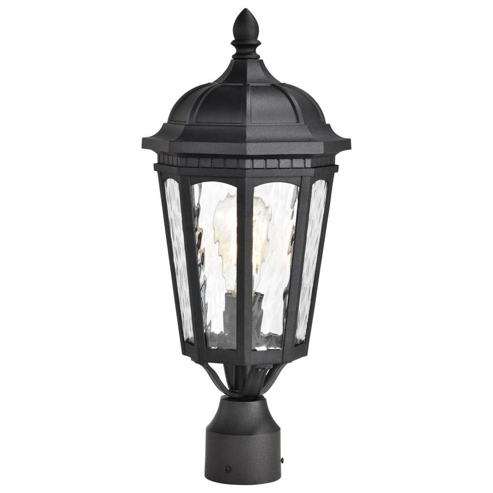 East River Outdoor 19.5-in Post Light Lantern Matte Black Finish w/ Clear Glass