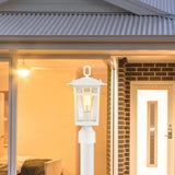 Cove Neck Outdoor 14-in Post Light Lantern White Finish w/ Clear Seeded Glass_5