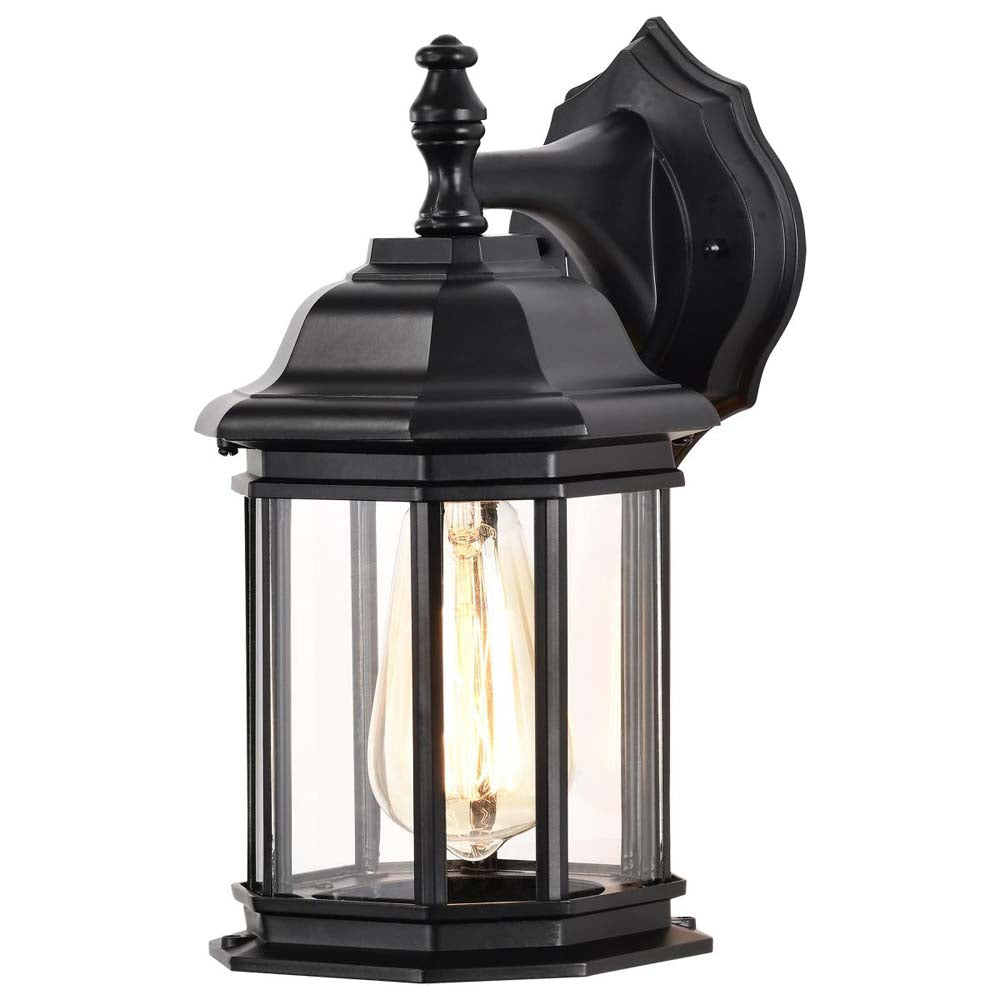 Hopkins Outdoor 12-in Small Wall Light Matte Black Finish w/ Clear Glass