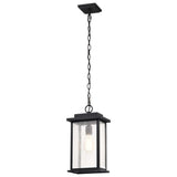 Sullivan Outdoor 16-in Hanging Light Matte Black Finish w/ Clear Seedy Glass