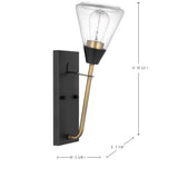 Starlight Wall Sconce E26 Base 60w Matte Black Finish Clear Seeded Glass_3