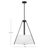 Brewster 3-Light Pendant Black Finish Faux Leather Wrapped Straps White Shade_3