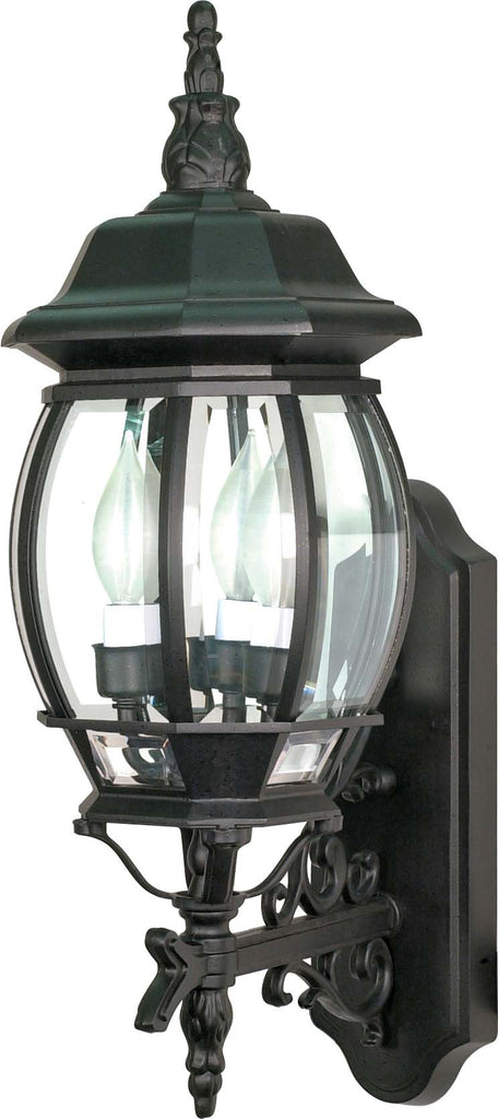 Nuvo Central Park 3-Light 22" Wall Lantern w/ Clear Glass in Textured Black