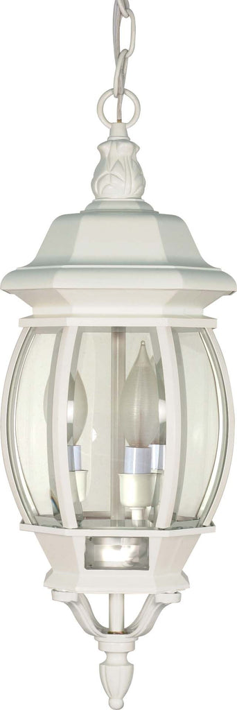Nuvo Central Park 3-Light 20" Hanging Lantern w/ Clear Glass in White Finish