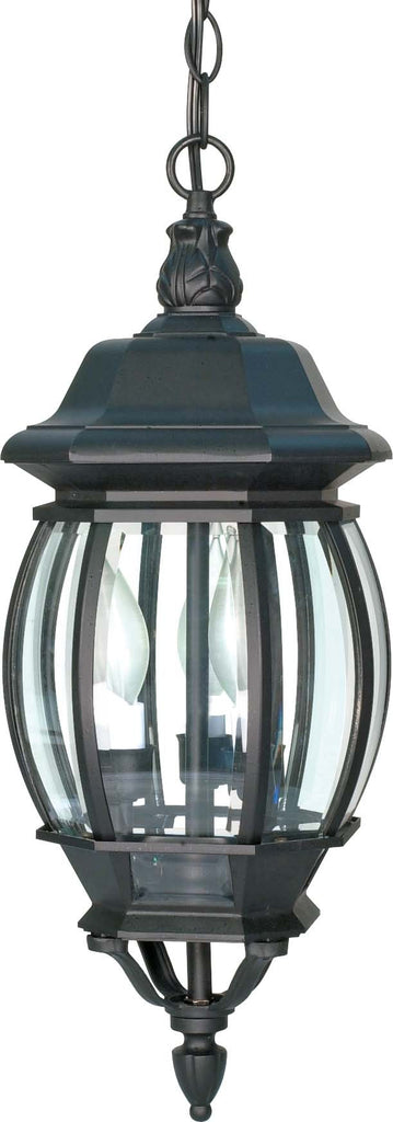 Nuvo Central Park 3-Light 20" Hanging Lantern w/ Clear Glass in Textured Black