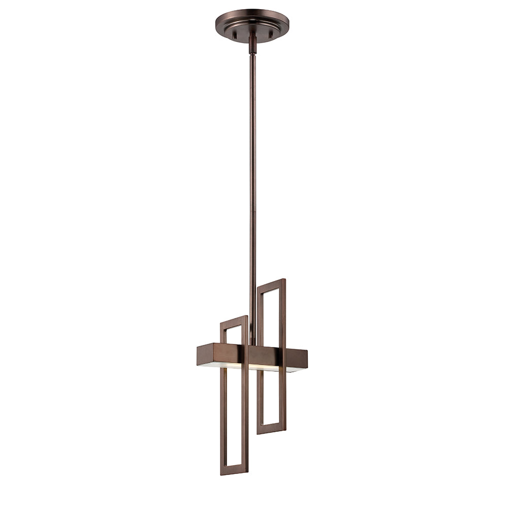 Nuvo Frame 10w LED Pendant Fixture w/ Frosted Glass in Hazel Bronze Finish