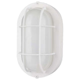 LED Small Oval Bulk Head Fixture White Finish w/ White Glass
