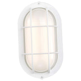 LED Small Oval Bulk Head Fixture White Finish w/ White Glass - BulbAmerica