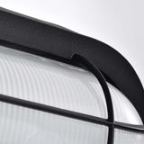 LED Small Oval Bulk Head Fixture Black Finish w/ White Glass_4