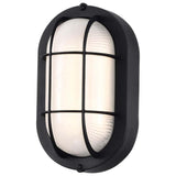 LED Small Oval Bulk Head Fixture Black Finish w/ White Glass - BulbAmerica
