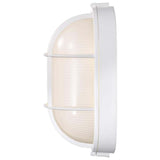 LED Oval Bulk Head Fixture White Finish w/ White Glass - BulbAmerica