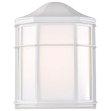 LED Cage Lantern Fixture White Finish w/ White Linen Acrylic