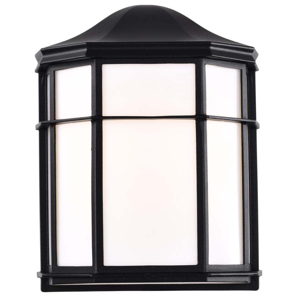 LED Cage Lantern Fixture Black Finish w/ White Linen Acrylic