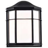 LED Cage Lantern Fixture Black Finish w/ White Linen Acrylic