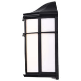 LED Cage Lantern Fixture Black Finish w/ White Linen Acrylic - BulbAmerica
