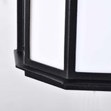LED Cage Lantern Fixture Black Finish w/ White Linen Acrylic_2