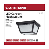 12w 9-in LED Carport Flush Mount Fixture 3000K Dimmable Black w/ Frosted Glass_2