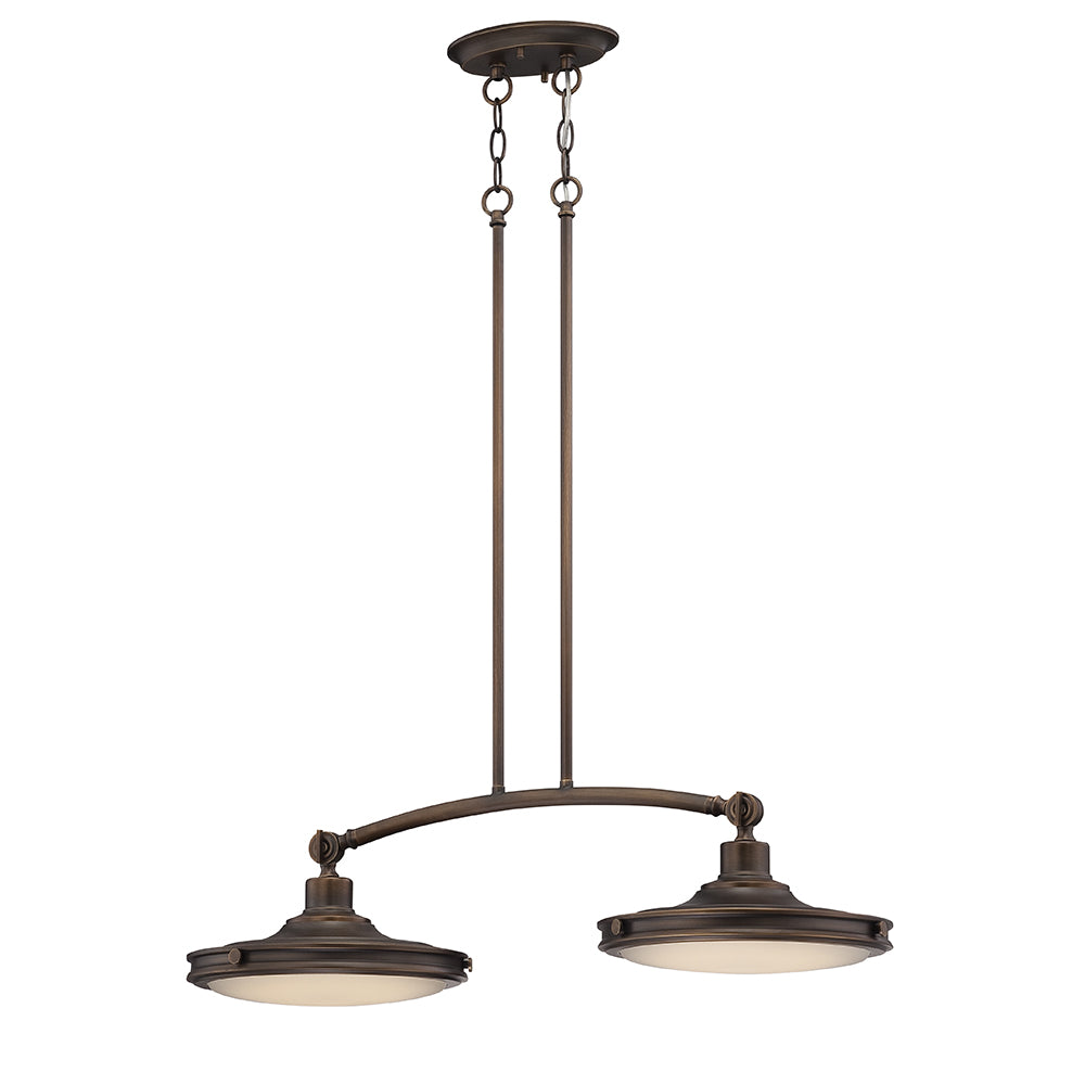 Houston 2-Lights LED Island Pendant Lights Fixture - Rustic Brass Finish