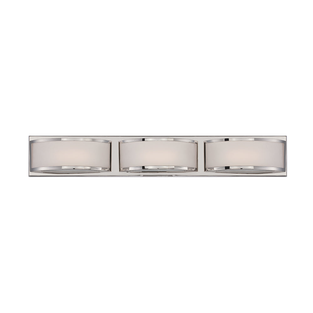 Nuvo Mercer 3-Light LED Vanity Wall Sconce w/ Frosted Glass in Polished Nickel