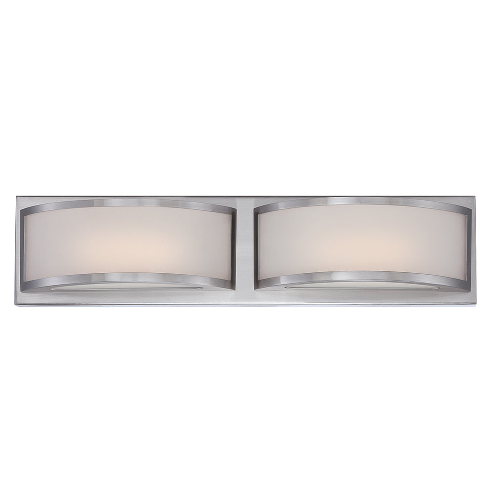 Nuvo Mercer 2-Light LED Vanity Wall Sconce w/ Frosted Glass in Brushed Nickel
